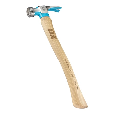 Ox Tools Pro 18-Ounce Milled Face Framing Hammer, Curved Hickory Handle OX-P083318